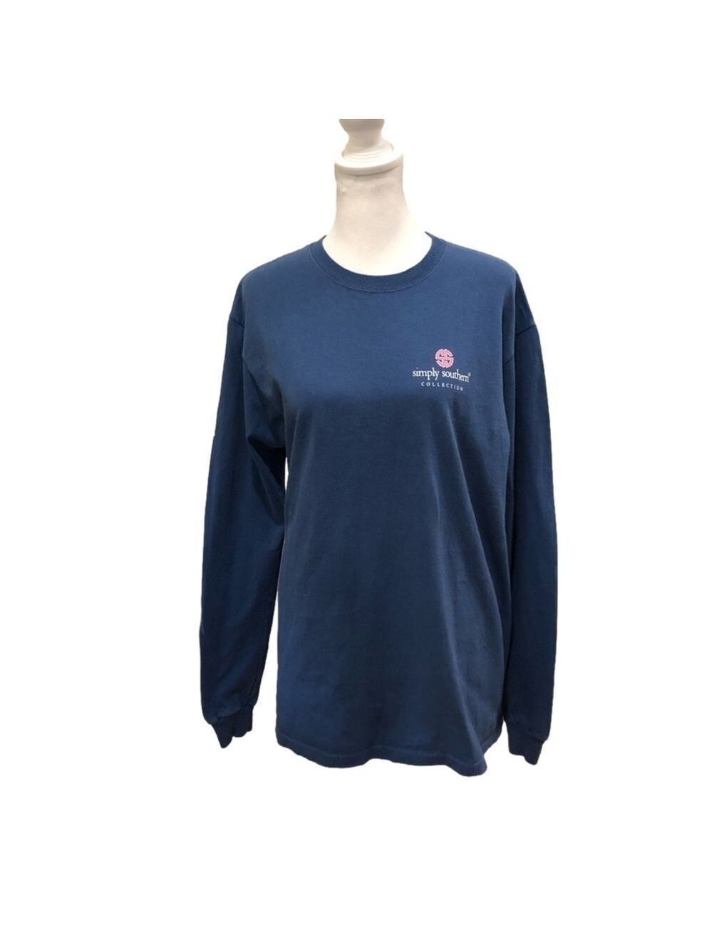 SIMPLY Southern long sleeve tee shirt sisters cats cactus casual blue Size M